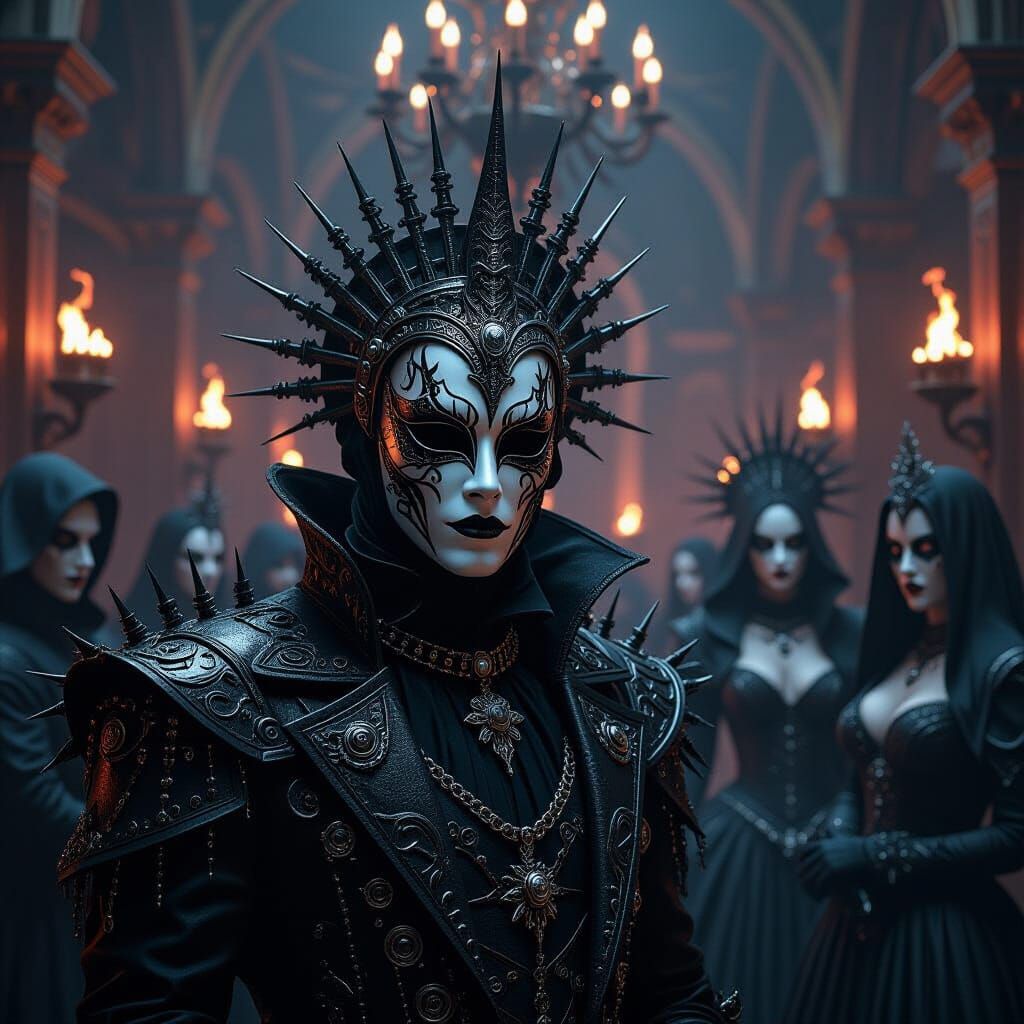 Gothic Metal Masquerade Ball with Intricate Costumes