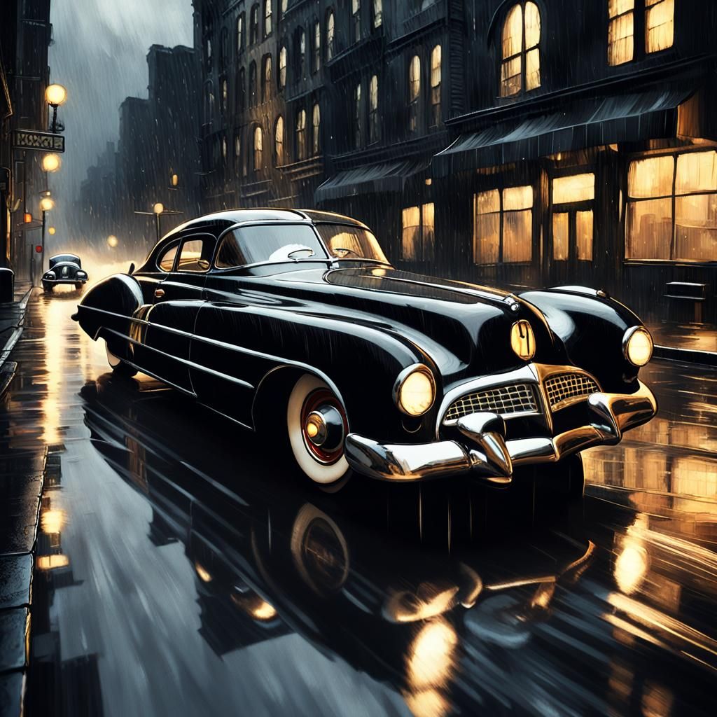 1950 Batmobile in Dark Gotham Noir Style