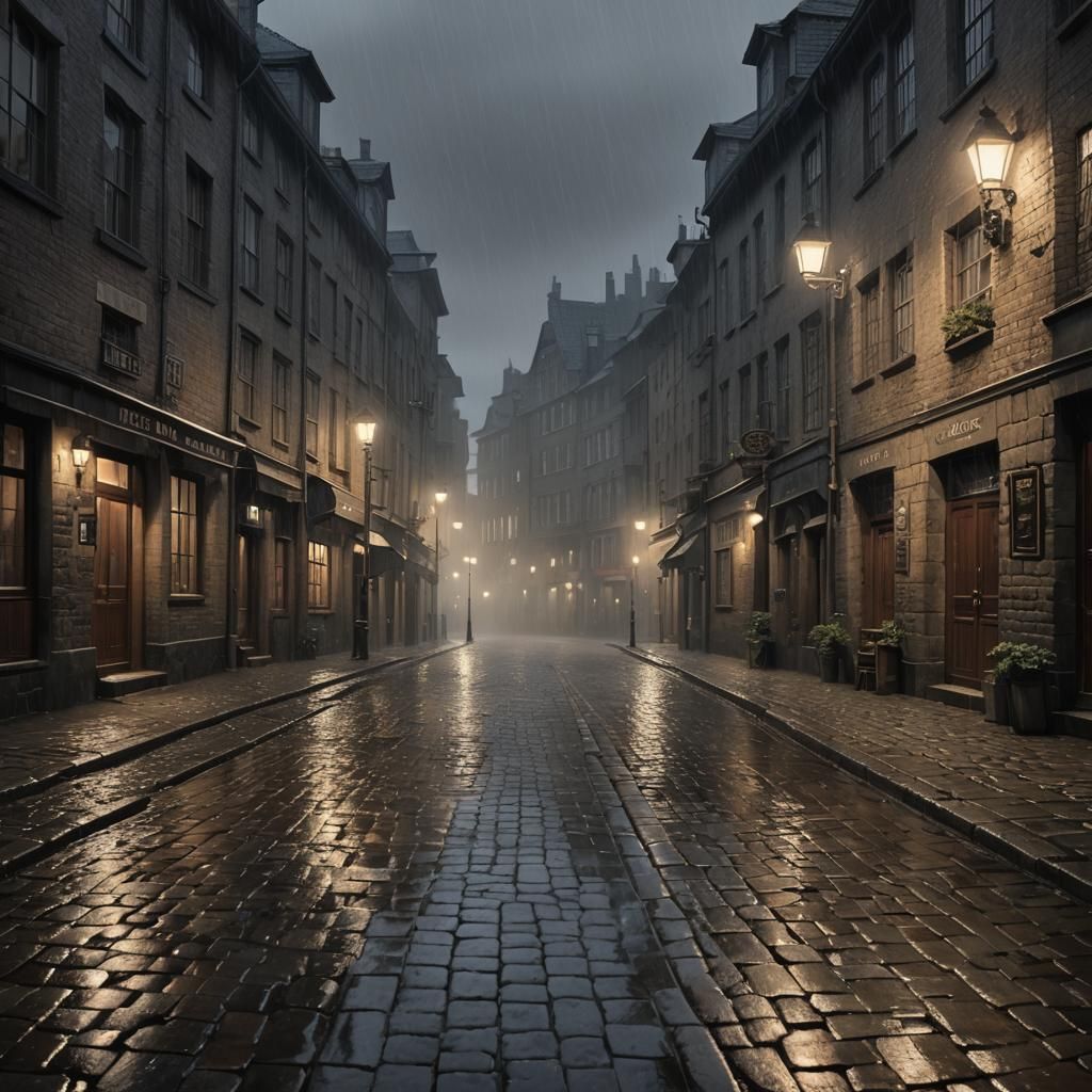 Rainy Cobblestone Street: Matte Painting in Unreal Engine
