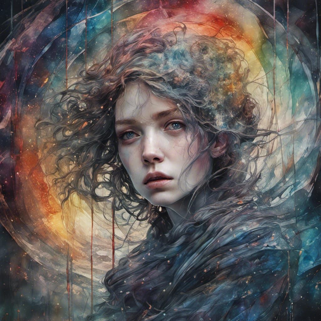 Stained Glass Cosmic Rainbowscape in Hyper-Realistic Style