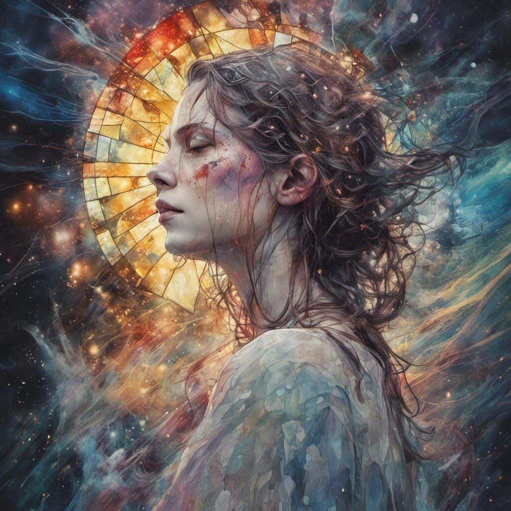 Stained Glass Cosmic Rainbowscape in Hyper-Realistic Detail