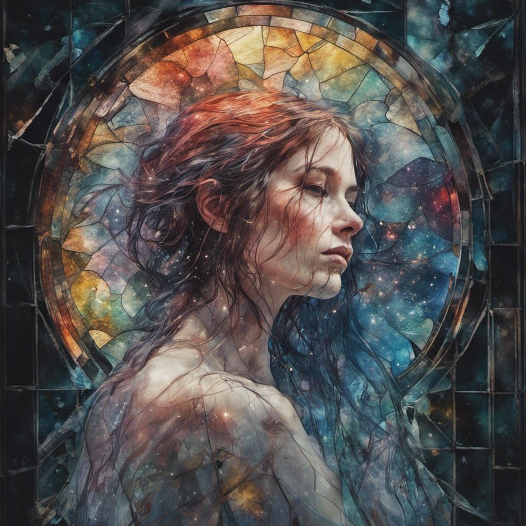 Stained Glass Cosmic Rainbowscape in Hyper-Realistic Style