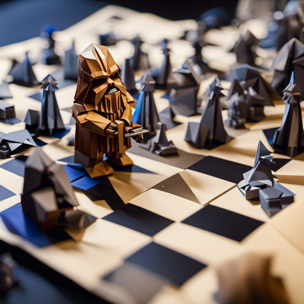 Origami Chewbacca Plays Chess in Millennium Falcon