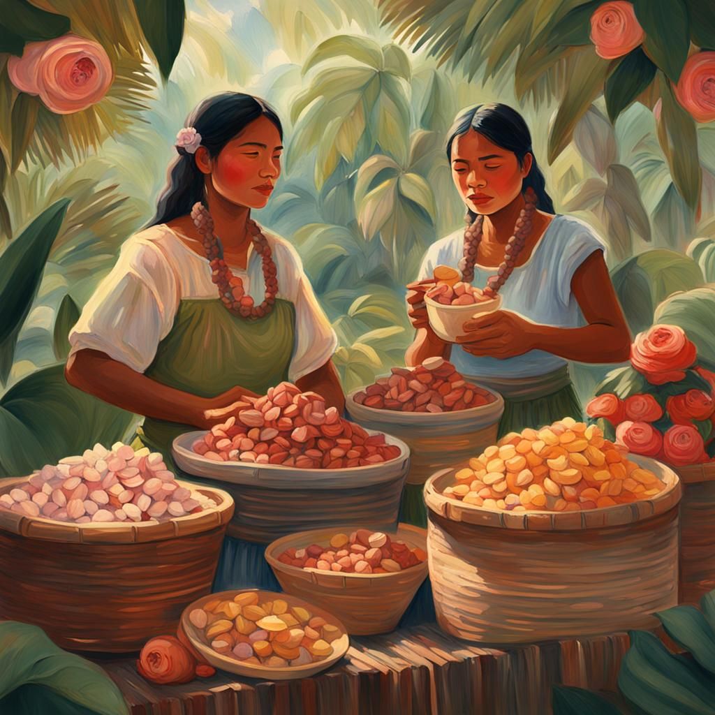 Polynesian Market Scene in Impressionistic Style