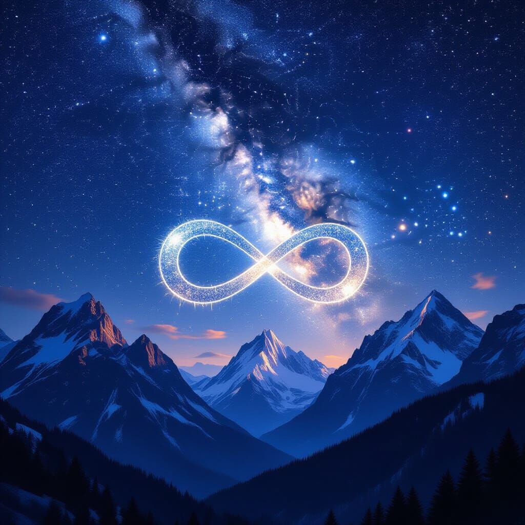 Milky Way Over Mountains With Star Infinity Symbol