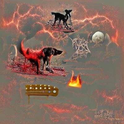 Dog Plays Guitar in Heavy Metal Hellscape