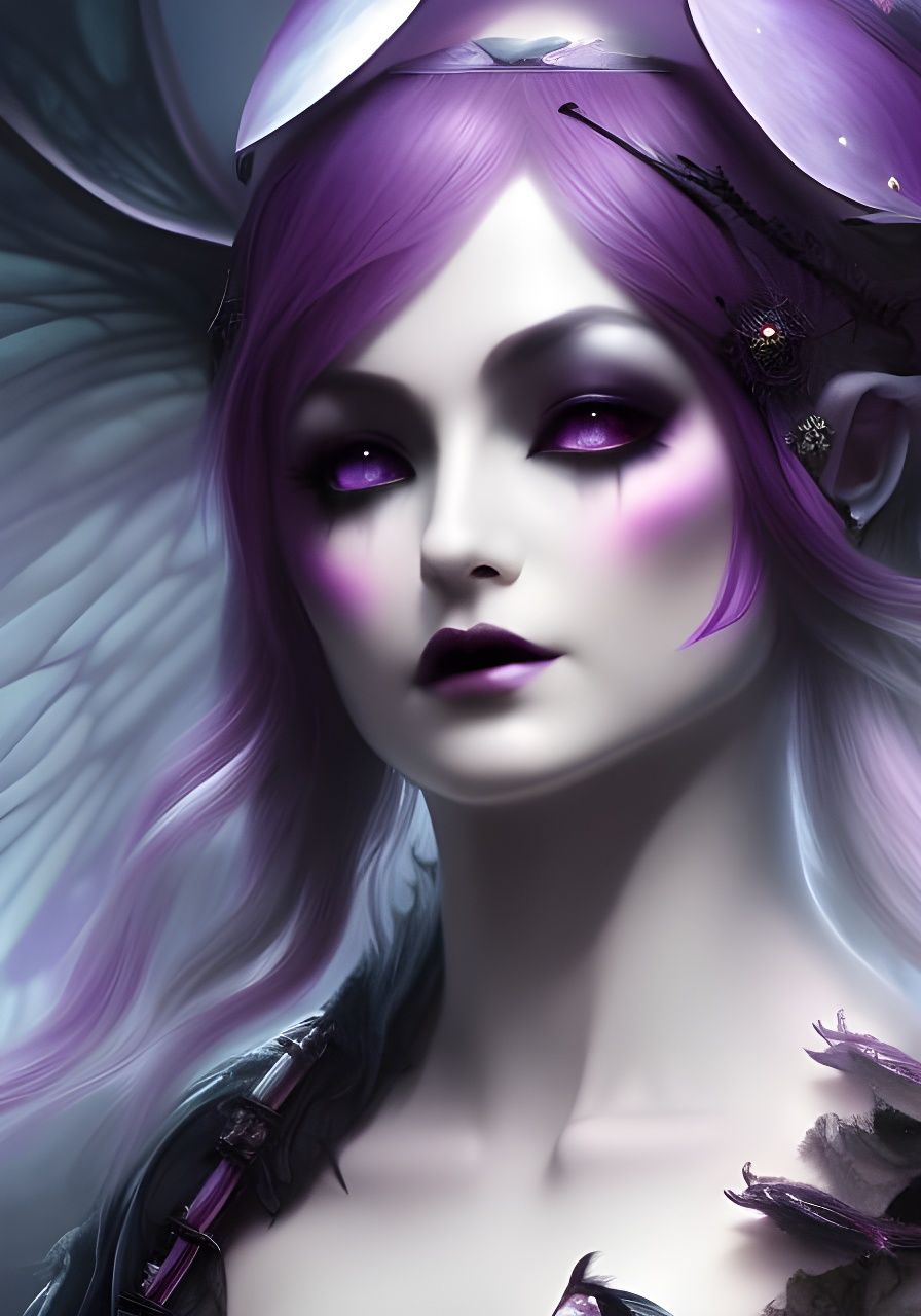 Gothic Fairy Elf Portrait in Digital Matte Painting Style