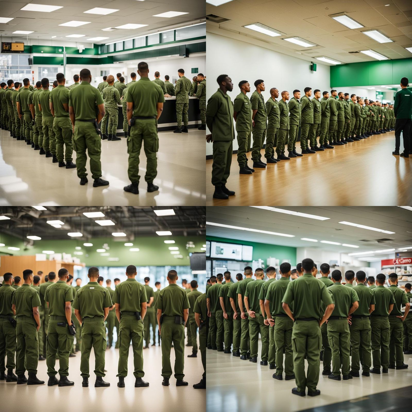 Men in Green Uniforms Lined Up, Professional Photo