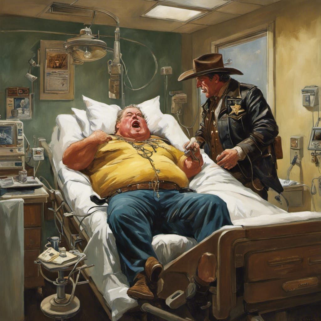 Obese Cowboy Sheriff Resuscitated: Hyperdetailed Digital Art