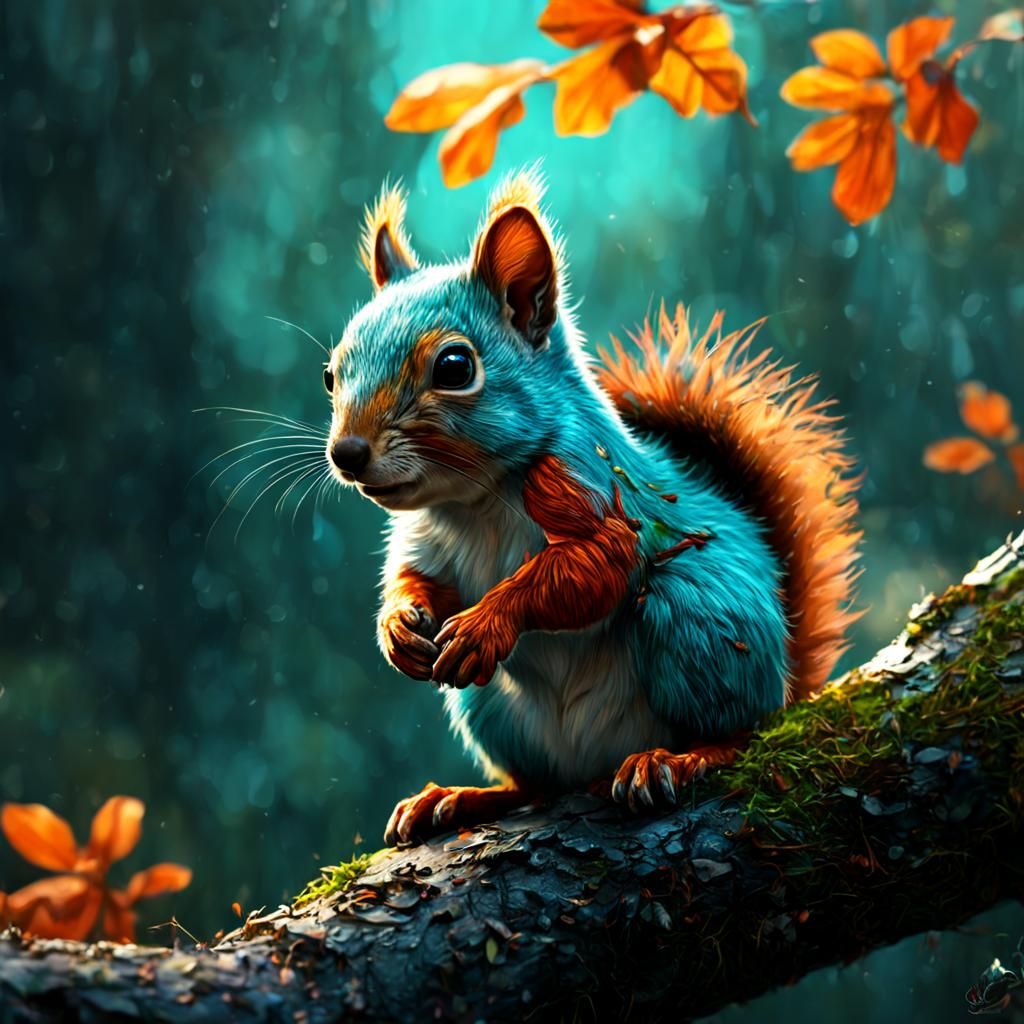 Detailed Portrait of a Cute Baby Squirrel