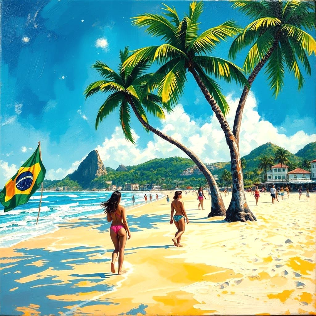 Brazilian Paradise with Dreamlike Beings in a Neo-Impression...