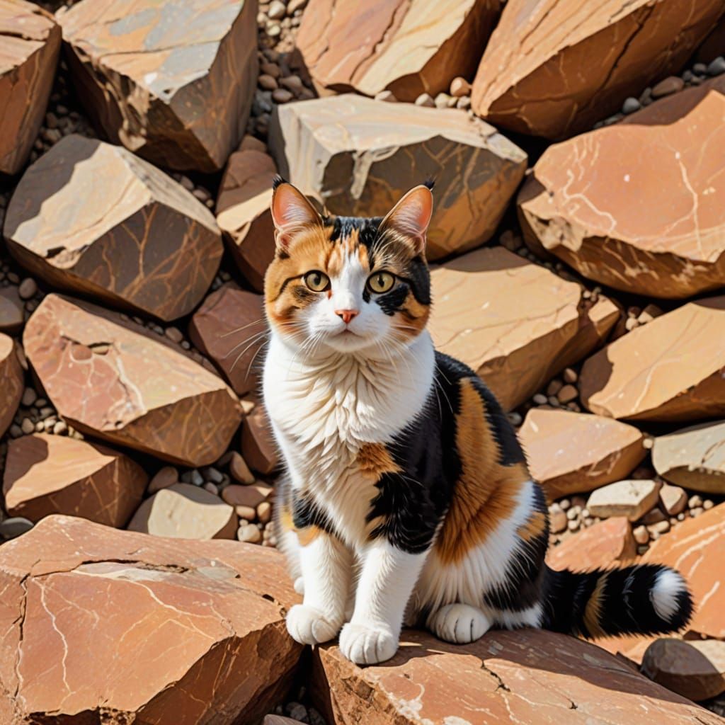 Whimsical Calico Cat Geologist