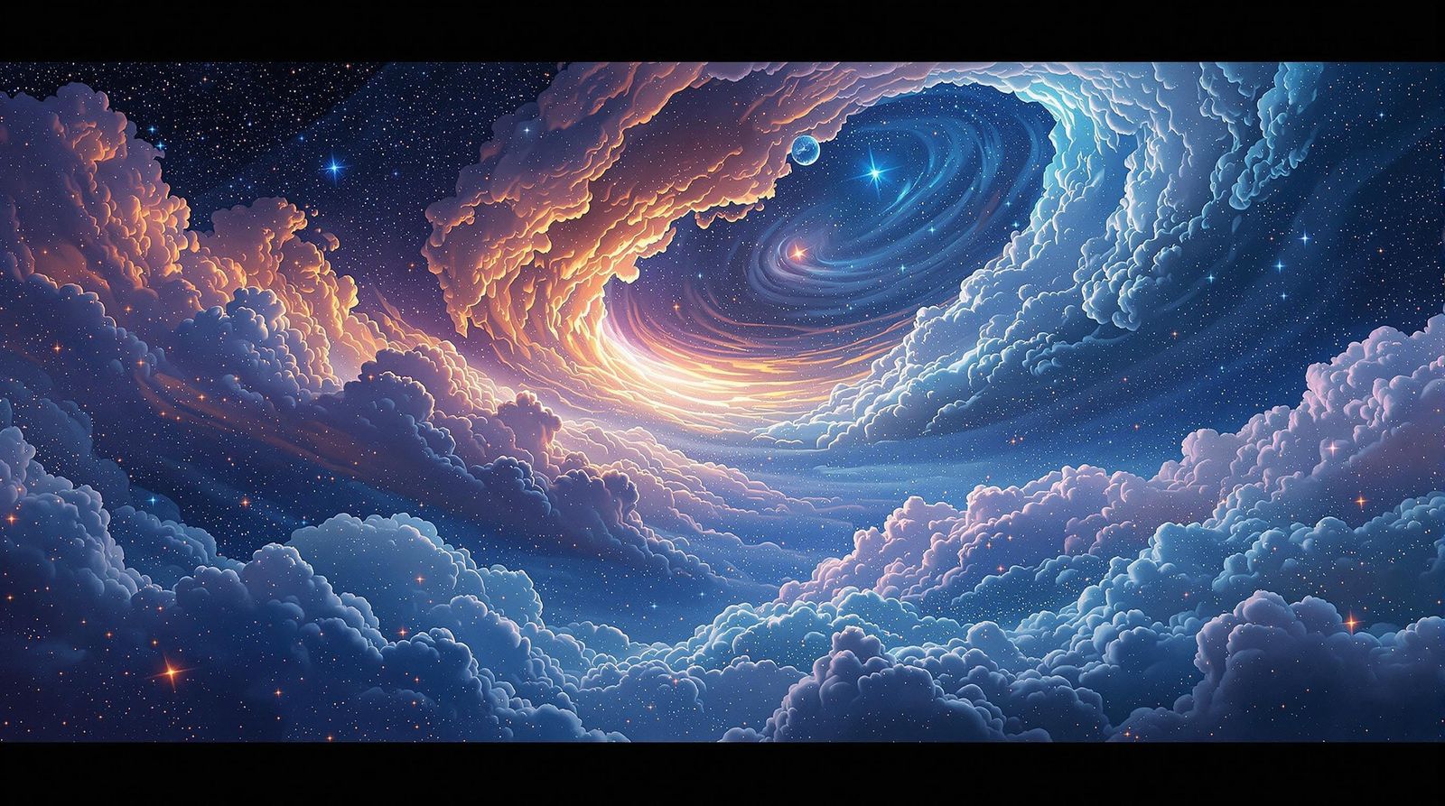 Ethereal Dreamscape with Iridescent Mist and Stardust