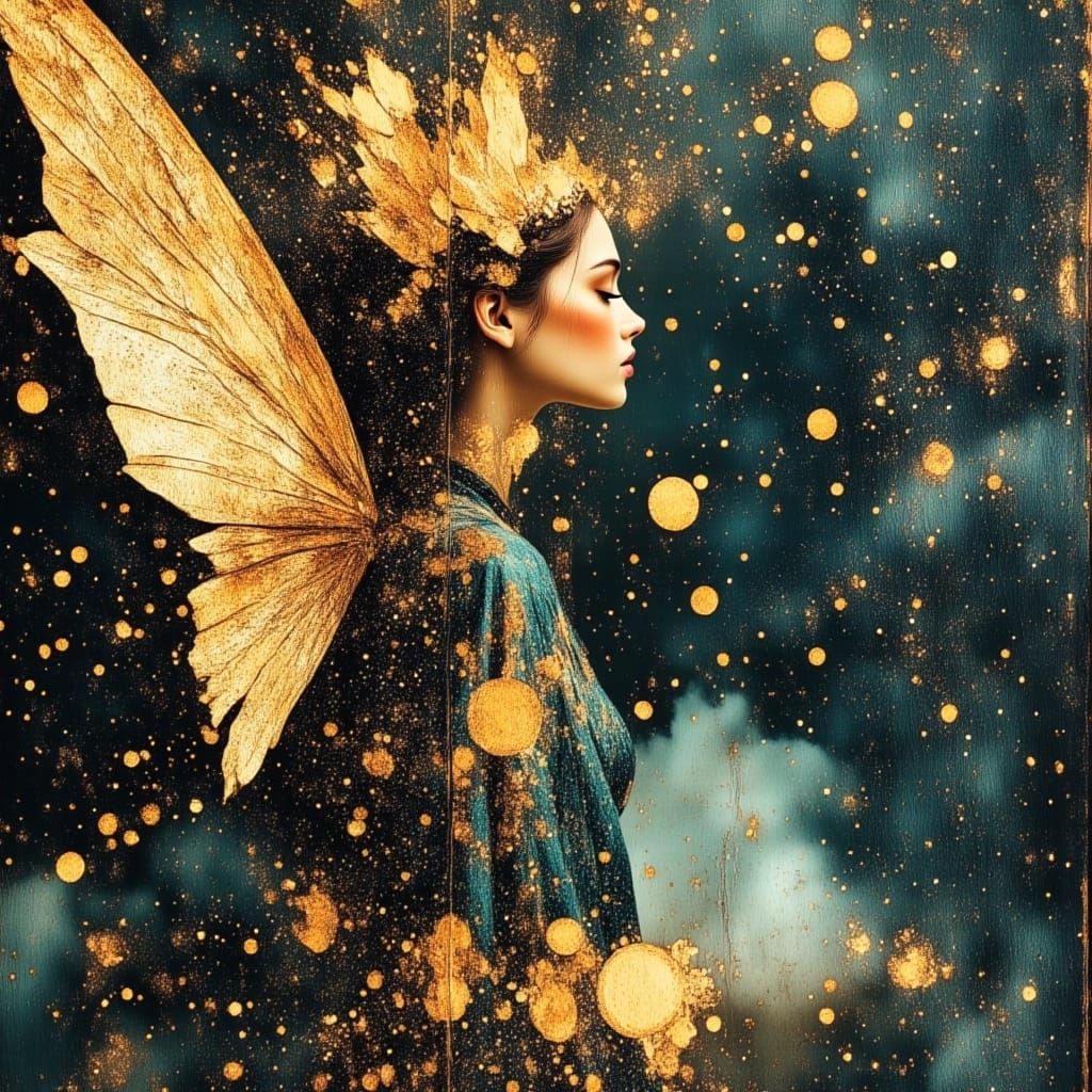 Celestial African Fairy Woman in Cosmic Landscape