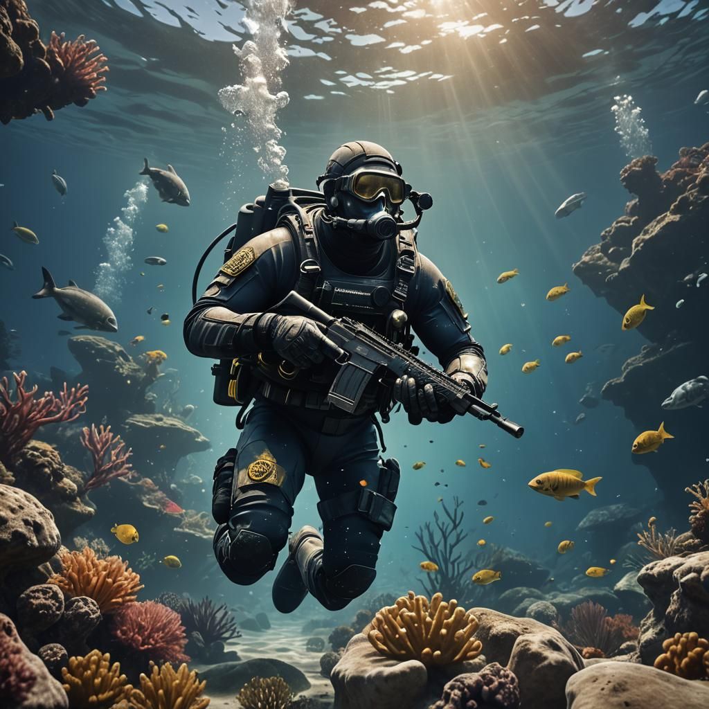 Navy Seal Deep Dive: Detailed Matte Painting