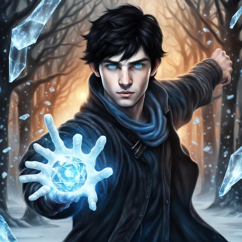 Handsome Boy Wielding Ice Magic