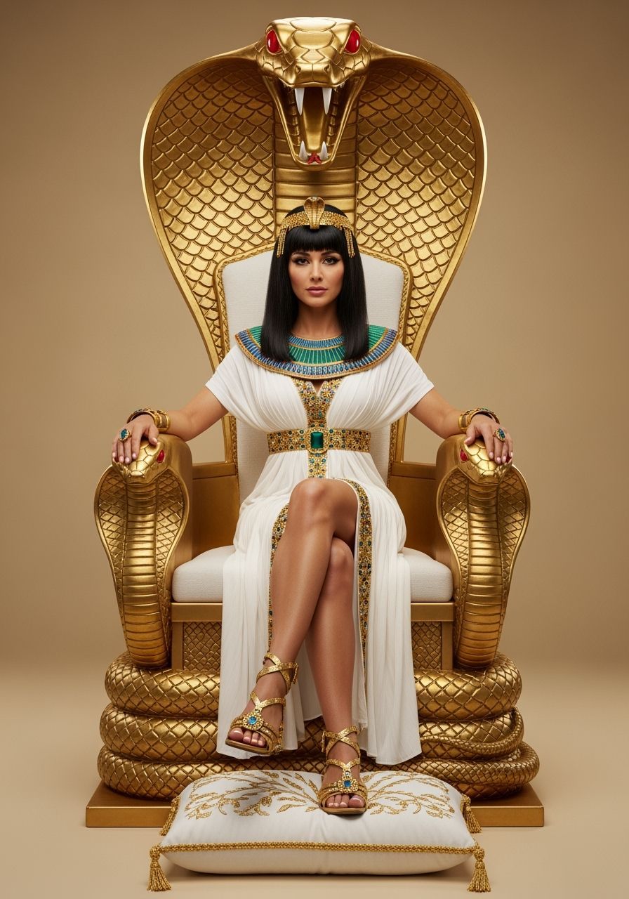 Egyptian Queen on Cobra Throne, Professional Photograph