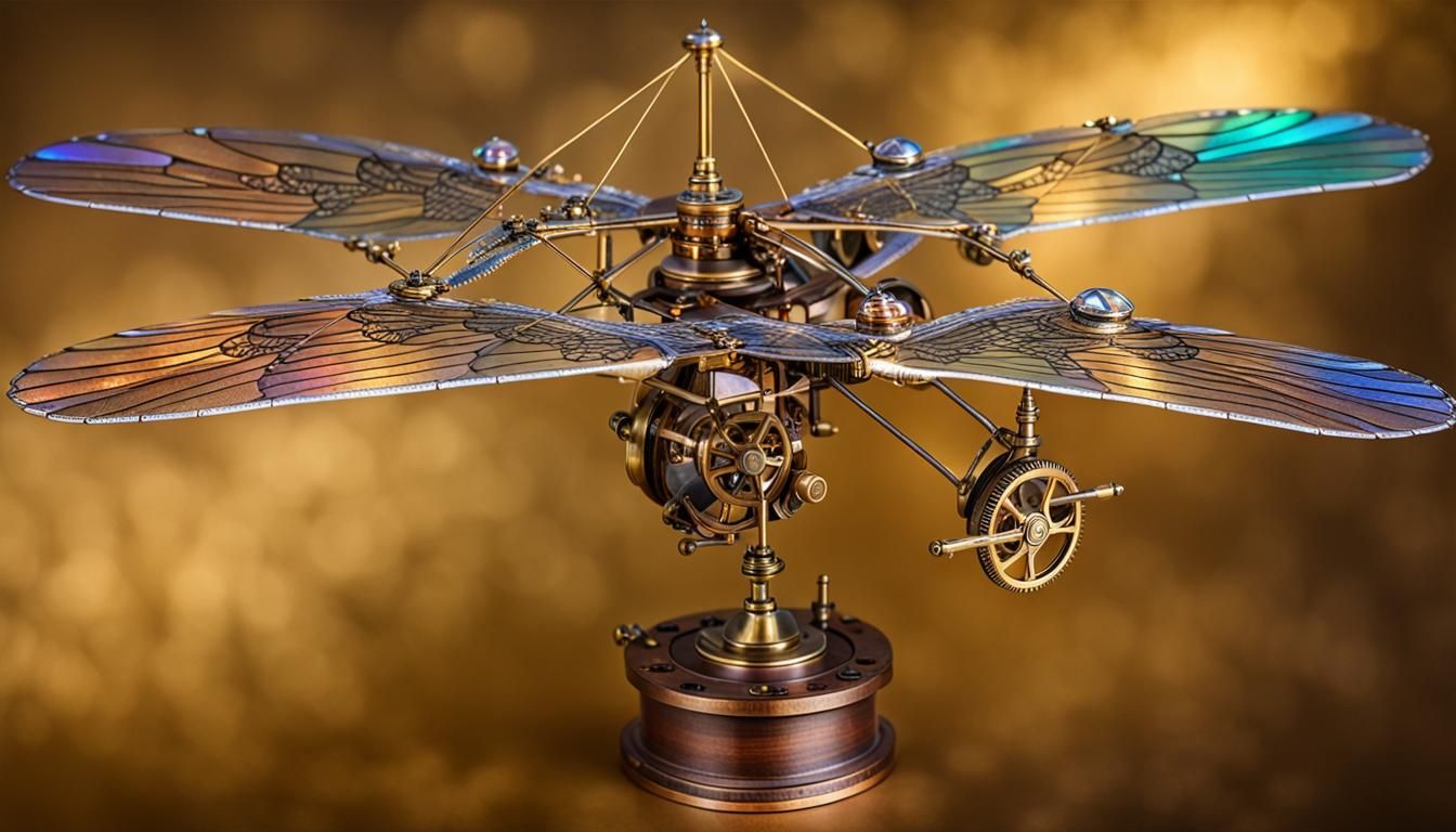 Steampunk Ornithopter with Iridescent Wings
