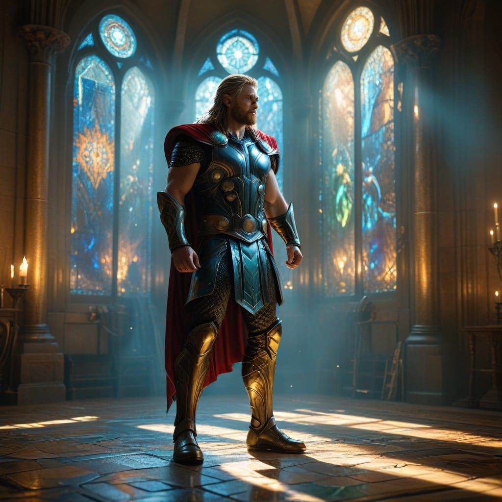 Thor in Majestic Stained Glass Armor