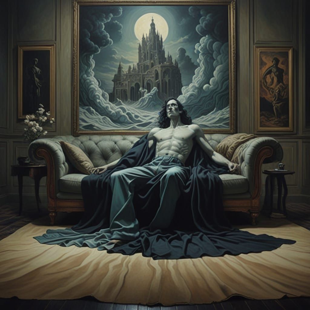 Surrealist Young Man in a Dreamlike Atmosphere