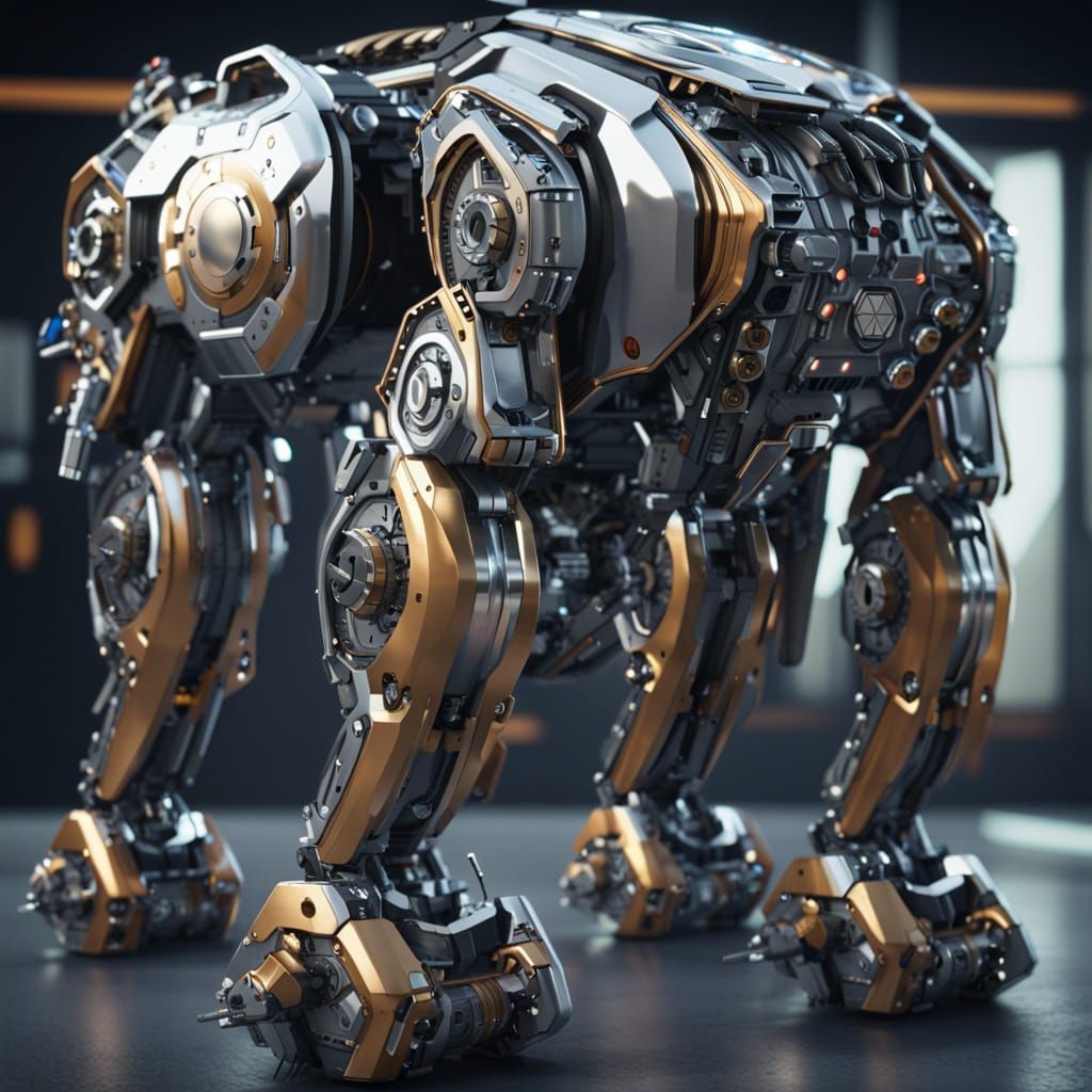 Detailed Robotic Bear Mech Walker in Sci-Fi Style