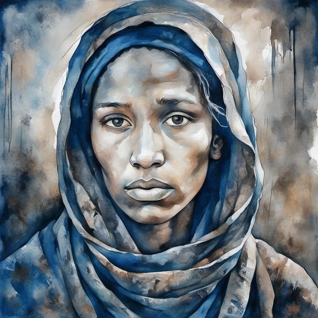 Melancholic Female Portrait in Cubist Style