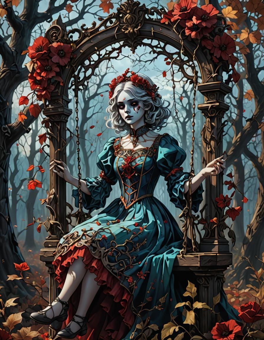 Ghost Girl in Rococo Dress Stained Glass Art