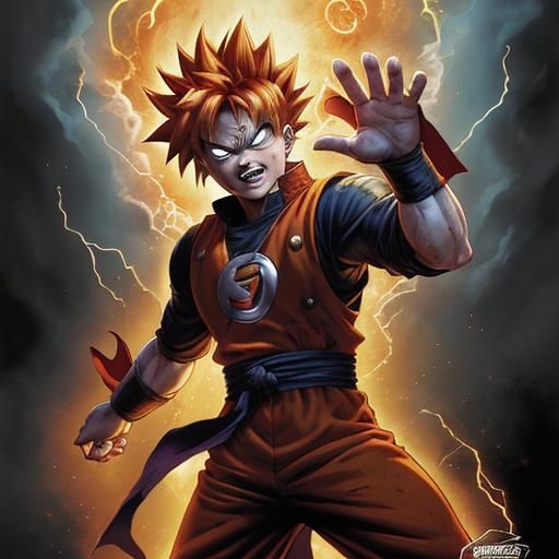 Super Saiyan Gaara in Comic Book Art Style