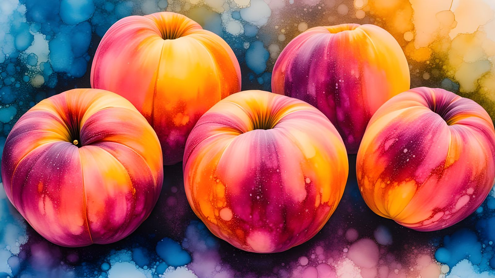 Peaches with Alcohol Inks and Impasto Texture