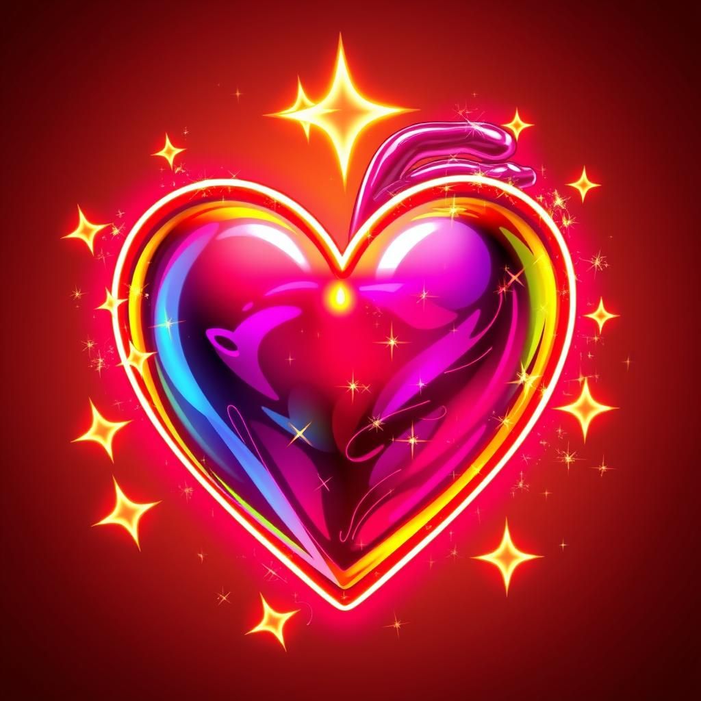 Neon Love-Heart in Expressionist Digital Art