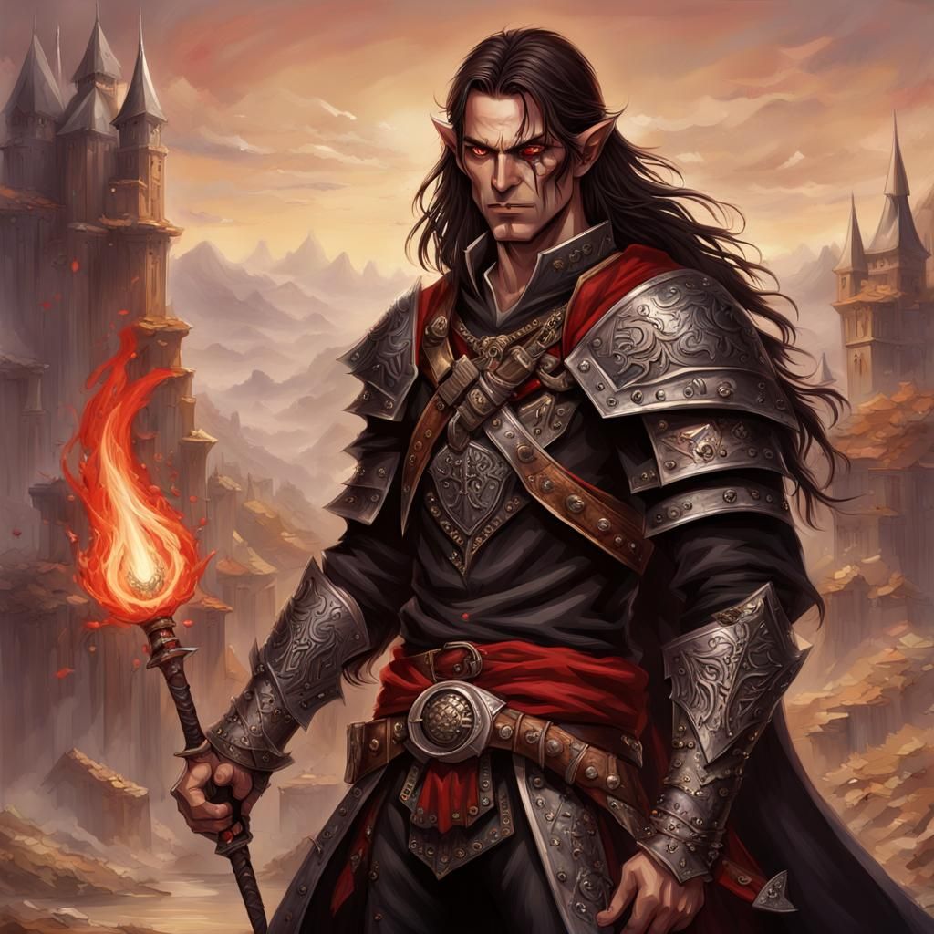 Half-Elf Magus in Hellscape: Digital Matte Painting