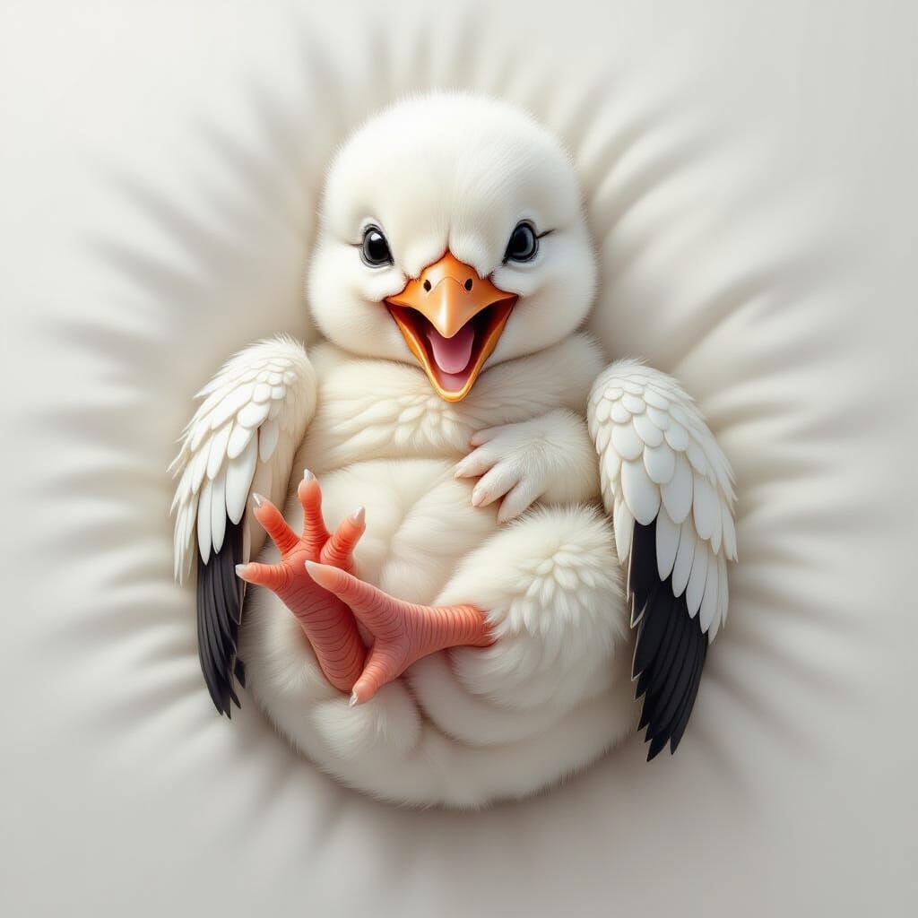 A white Stork baby