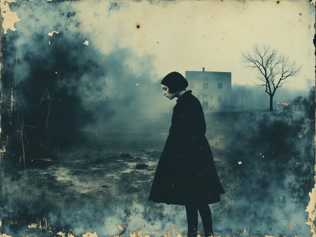 Surreal War Scenes Over French Village in Somber Tones