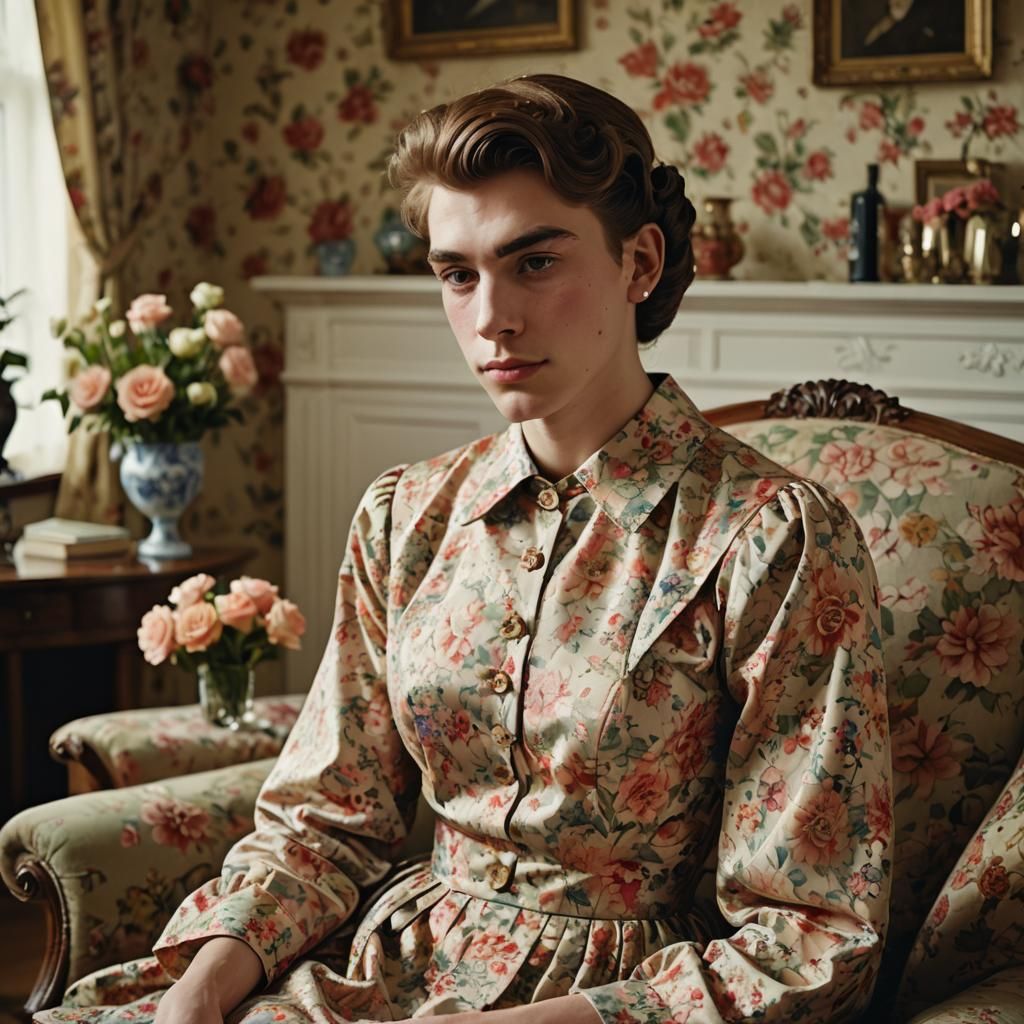 Portrait of a Cross-dresser in Vintage Nanny Dress