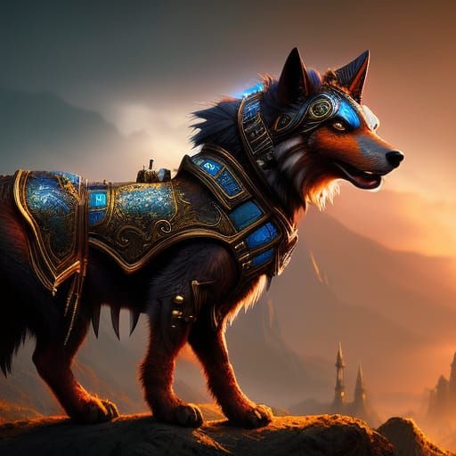 Steampunk Wolf in Hyperrealistic Digital Art