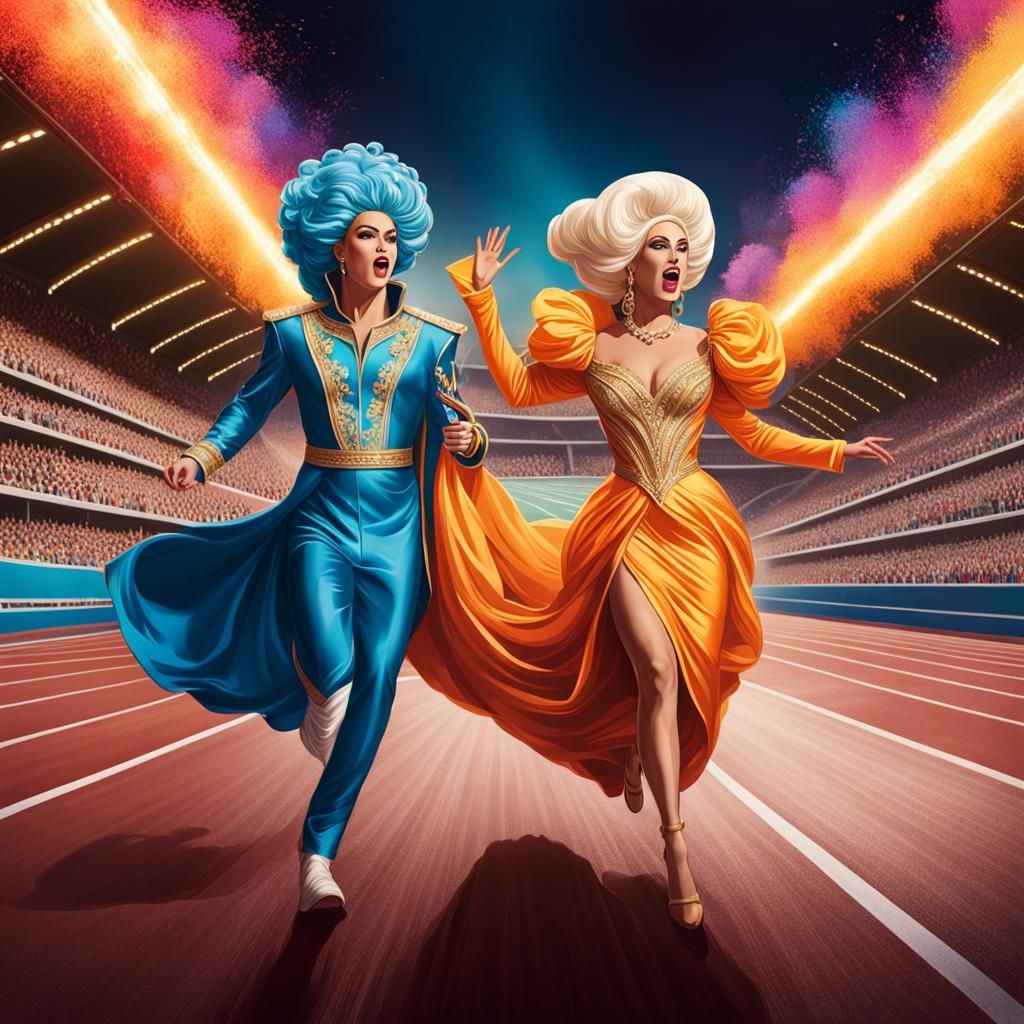 Drag Queens Race: Hyperrealistic Splash Art