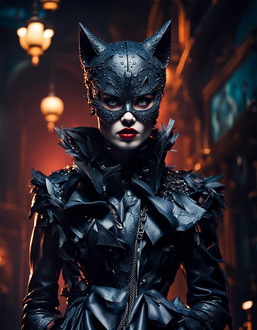 Couture Catwoman Gymnast in Wonderland of Madness