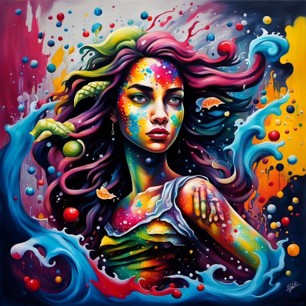 Hyperrealistic Siren in Vivid Acrylic and Oil Painting