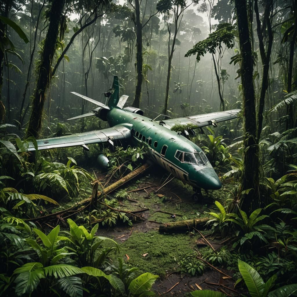 Dramatic Amazon Plane Crash in Cinematic Style