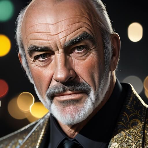 Sean Connery Portrait in Alcohol Ink Art Style