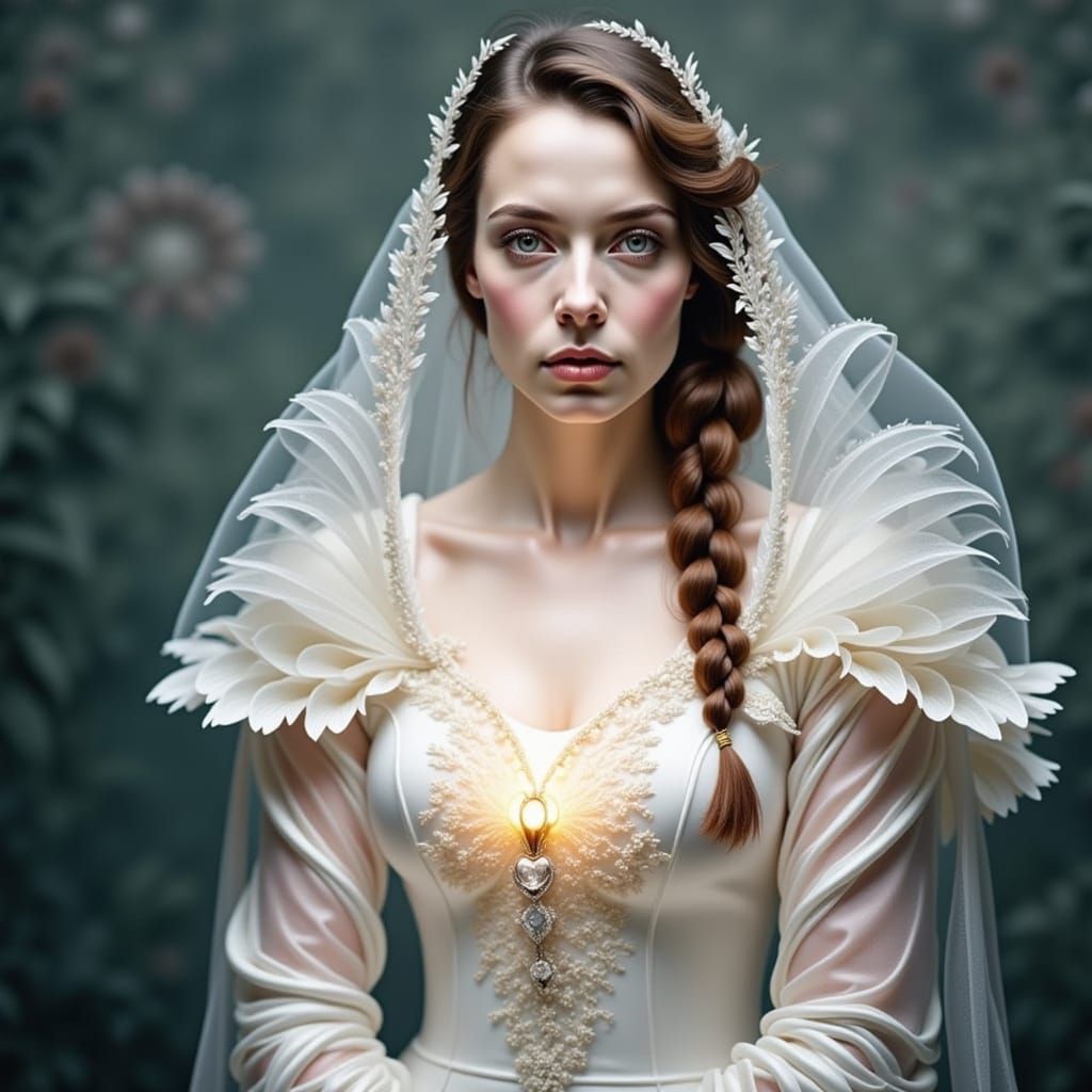 Beautiful Woman in Silk Dress: Hyperrealistic Portrait