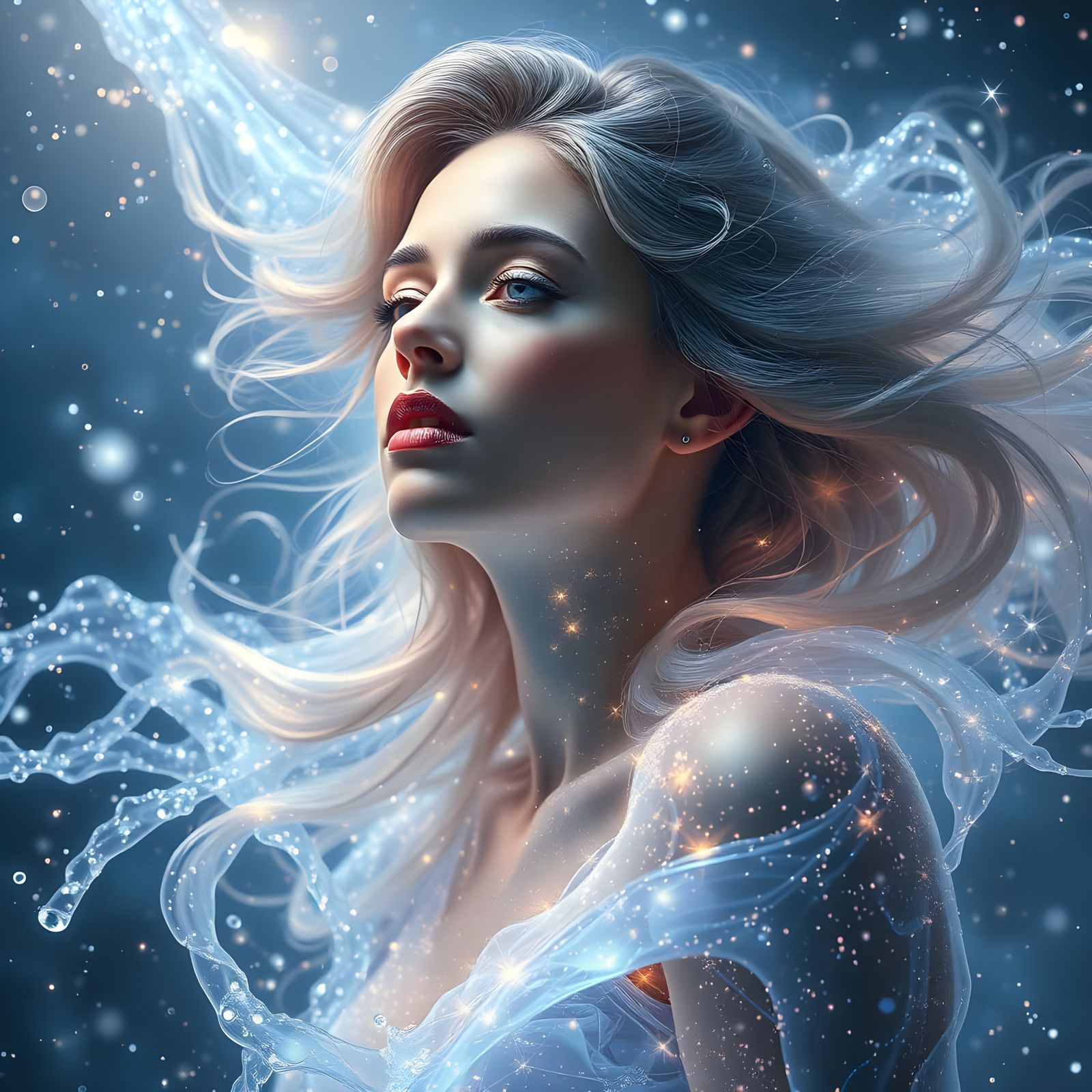 Glowing Celestial Goddess in Liquid Light