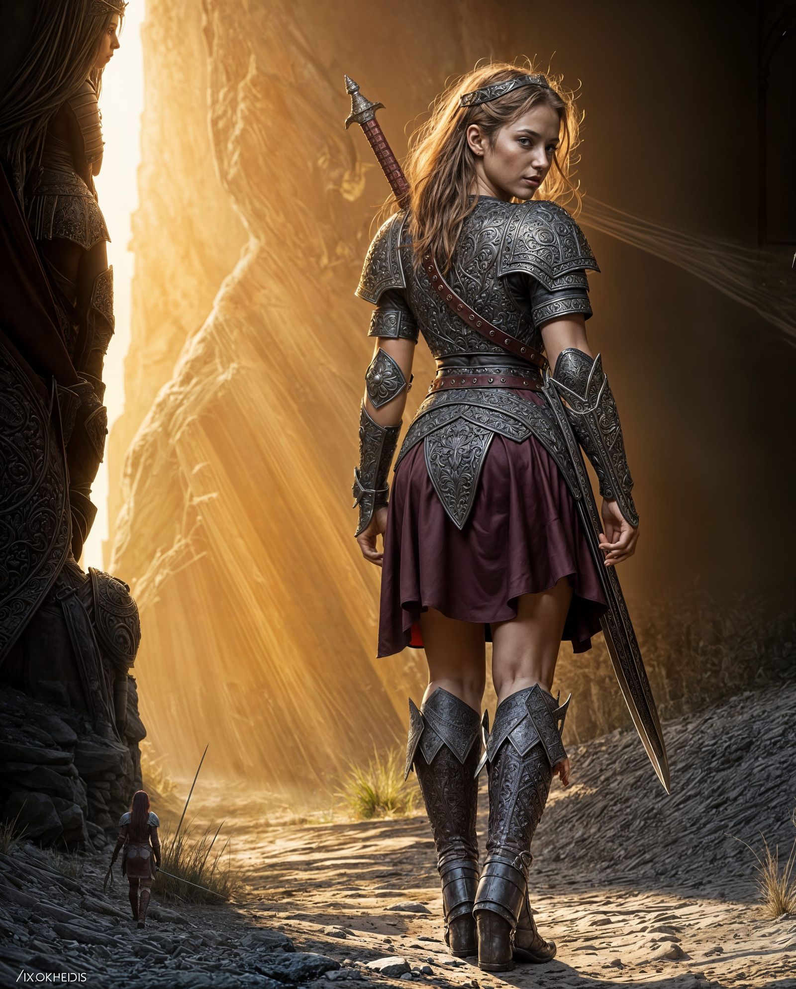 Warrior Queen Emerges from Dark in Hyperrealism