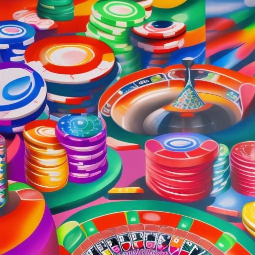 Vibrant Candyland Poker Game in Gouache Style