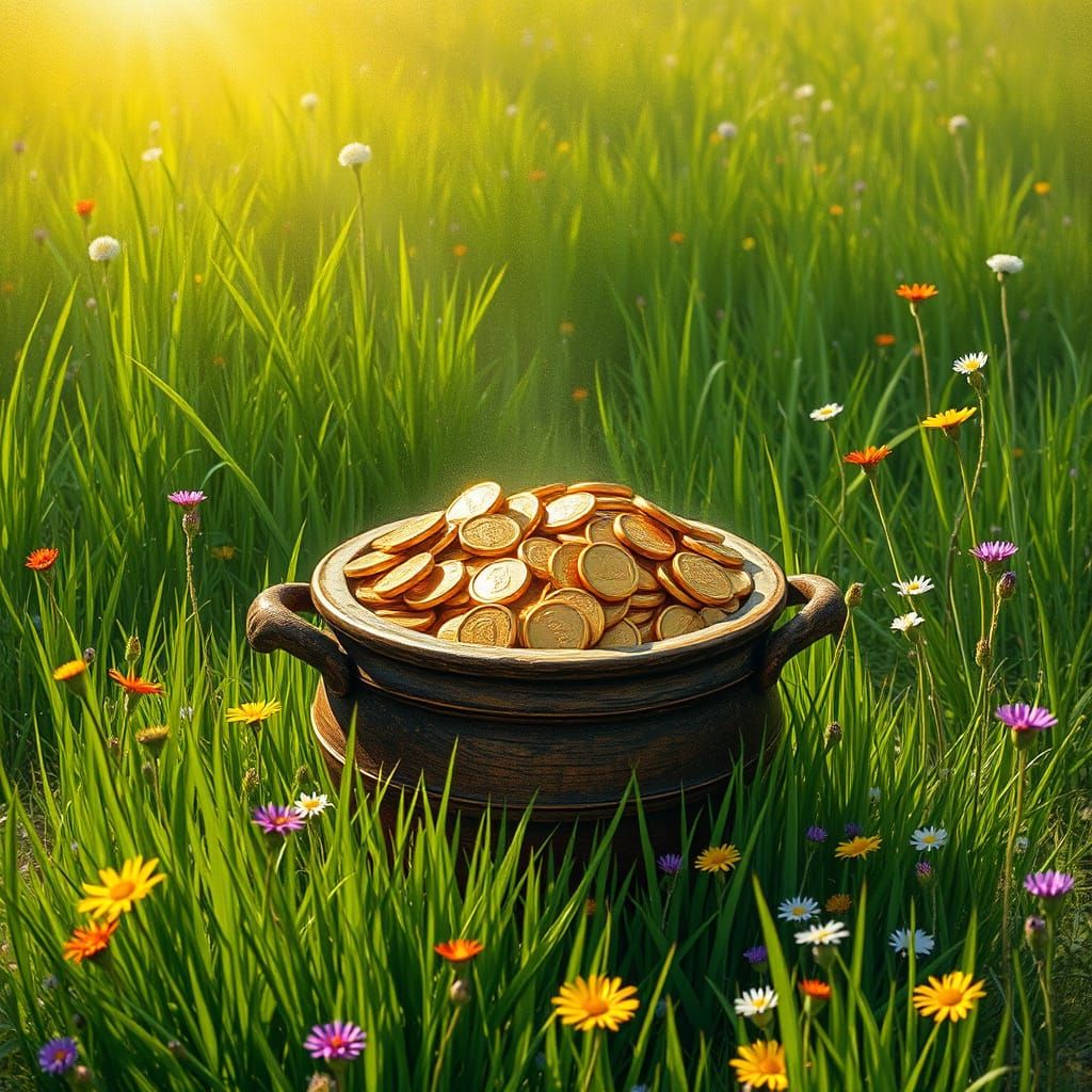 Golden Coins in a Whimsical Field