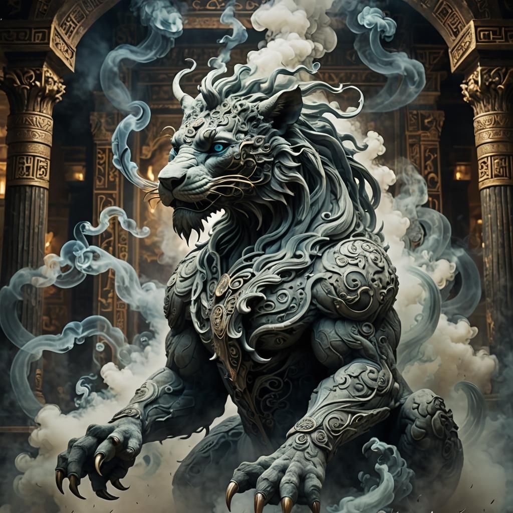 Ethereal Smoke Animal in Ancient Temple