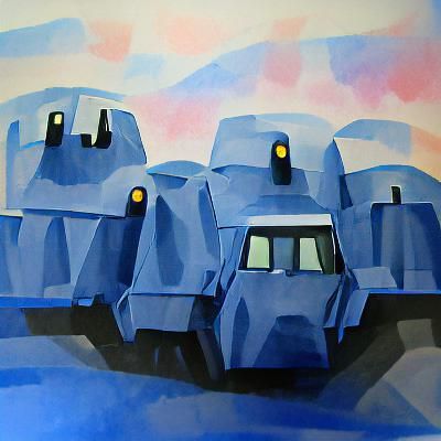 Mind Control Convoy: Minimalist Gouache Illustration