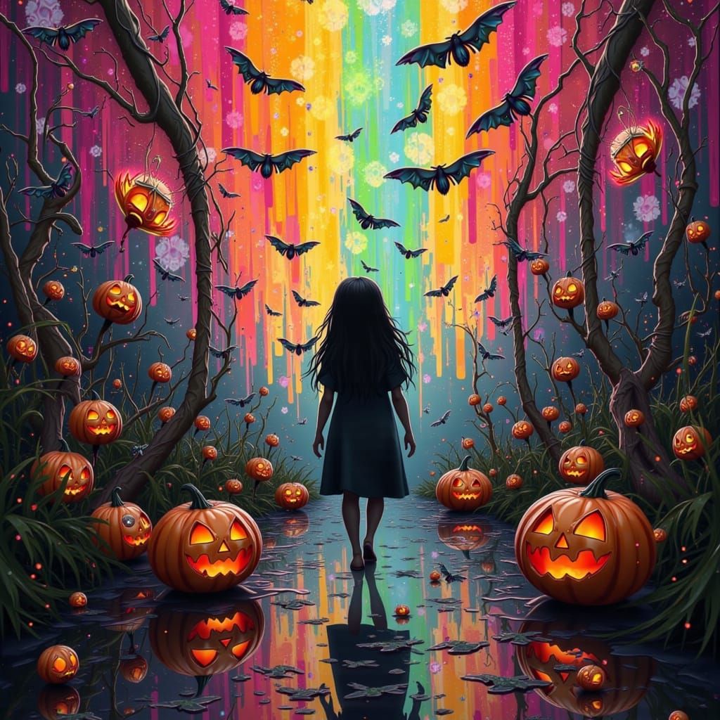 Haunted Carnival Funhouse in Abstract Expressionism