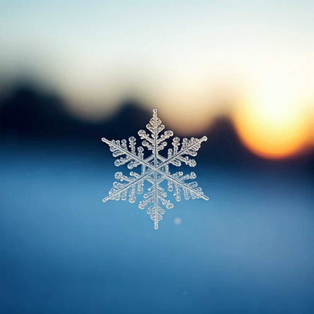 Moonlit Snowflake Dances in Mid-Air, Captured in Ethereal Ma...