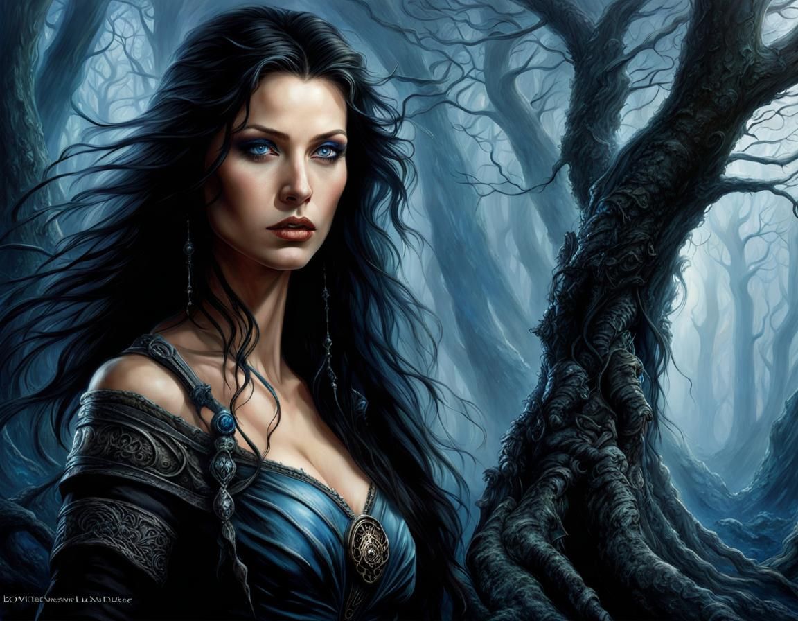 Gloomy Forest Woman Portrait in Fantasy Style